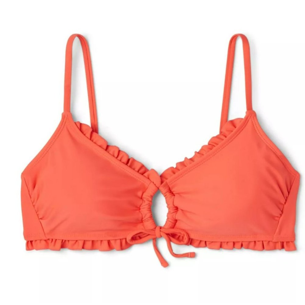Shade & Shore Tie-Front Ruffle Bralette Bikini Top 16 / XL